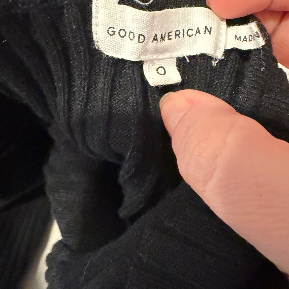 Good American Black Ribbed Wrap Midi Dress - Long Sleeve - Picture 4 of 4